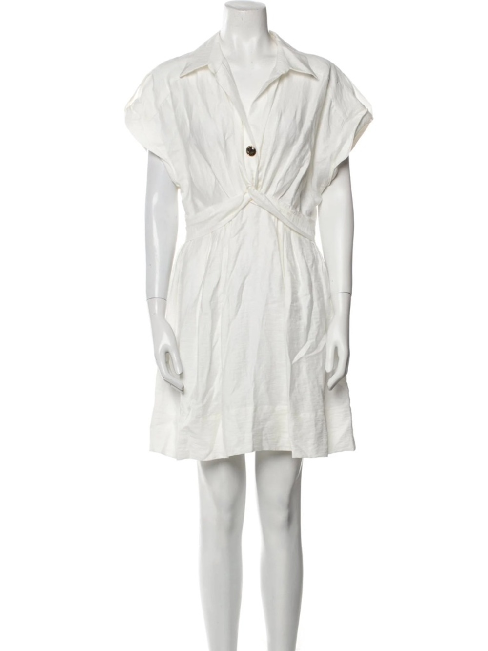 Sandro Ivory White Short-Sleeve Collared Button Front Mini Dress